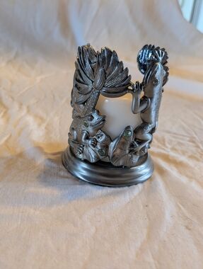 2/40$ Vintage Silver Frog & Tree Votive Holder